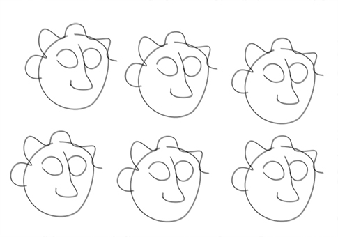 Creating emotions on cartoons - blank faces