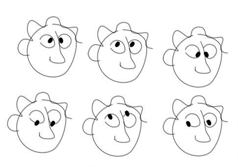 Creating emotions on cartoons - blank faces with eyeballs