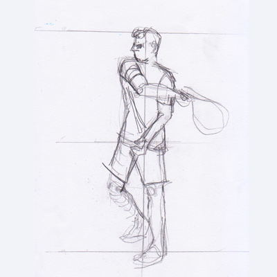 Example of a preliminary action sketch by Karen Little