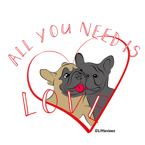 All you need is love! is a poster with two French Bulldogs by KarenLittle