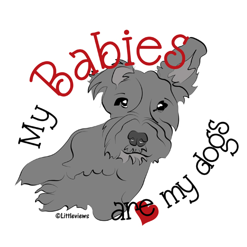 My Babies Are My Dogs illustration and meme by Karen Little of Littleviews